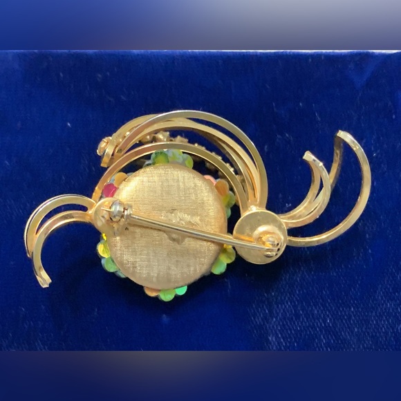 Vintage Unmarked Margarita Rivoli Rhinestone Brooch - Picture 3 of 5